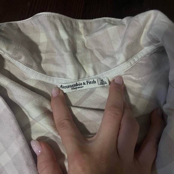Abercrombie & Fitch Plaid Pajama Set - Cream and Gray - Picture 3 of 3
